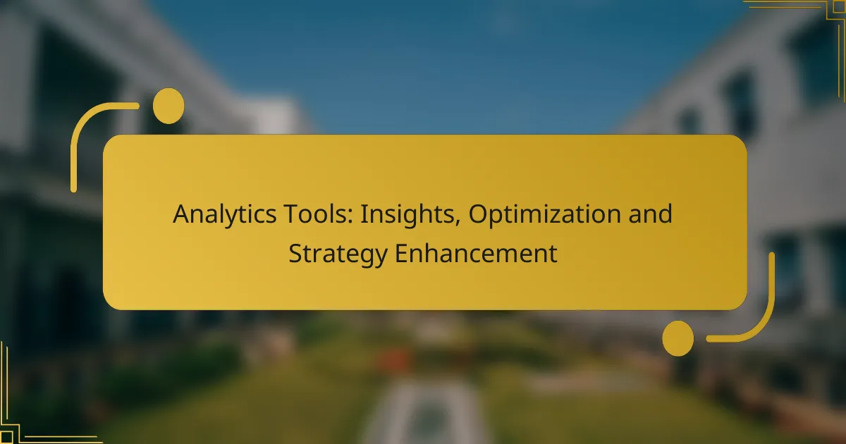 Analytics Tools: Insights, Optimization and Strategy Enhancement