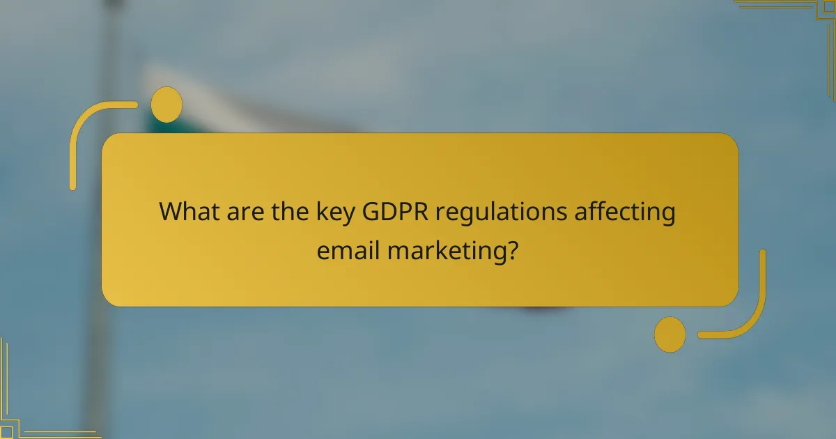 What are the key GDPR regulations affecting email marketing?